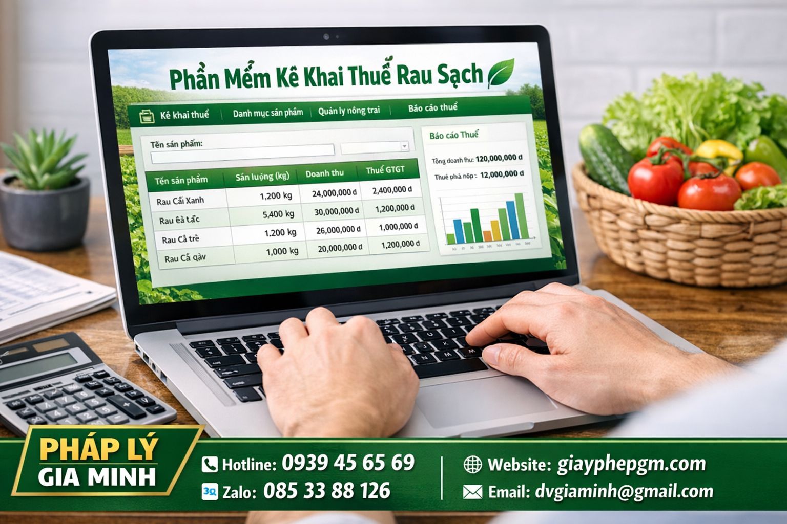 Sử dụng phần mềm kê khai thuế rau sạch