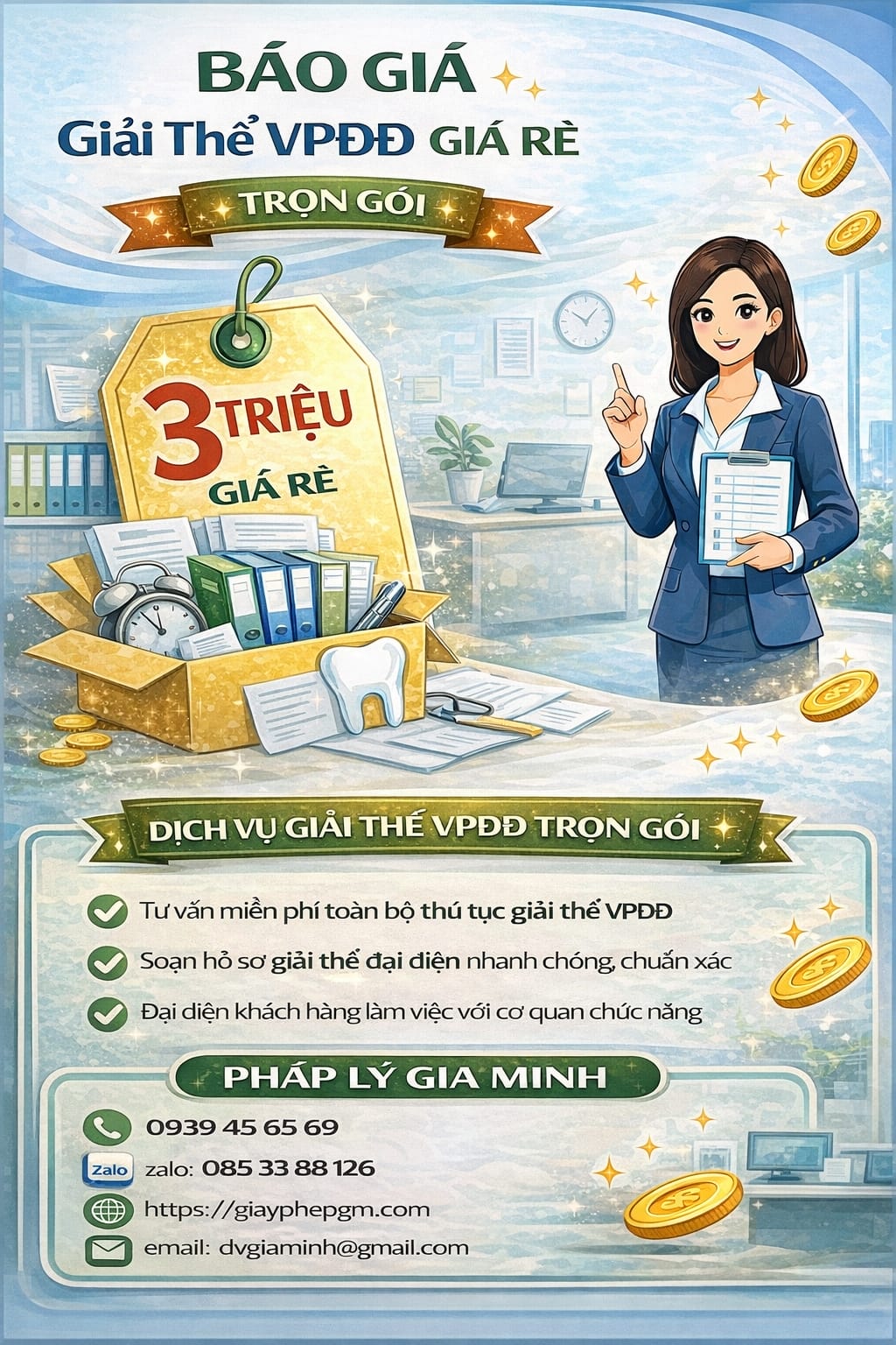 Chi phí dịch vụ giải thể văn phòng đại diện