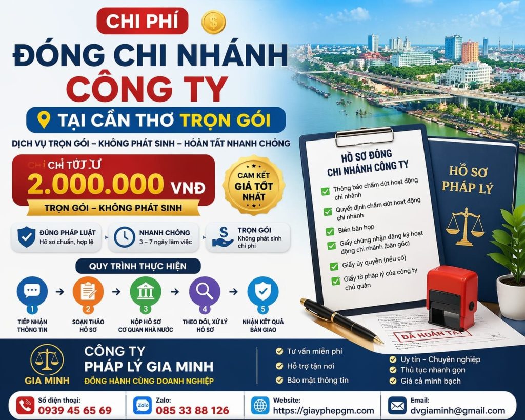 Chi phí giải thể chi nhánh cần thơ