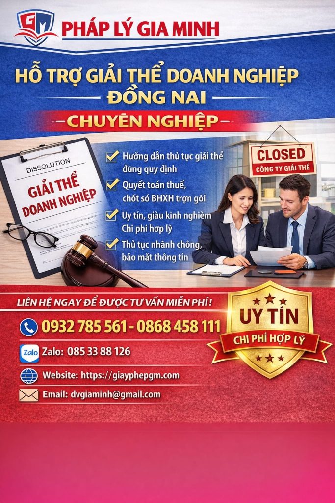 dịch vụ giải thể công ty 2 thành viên tại đồng nai