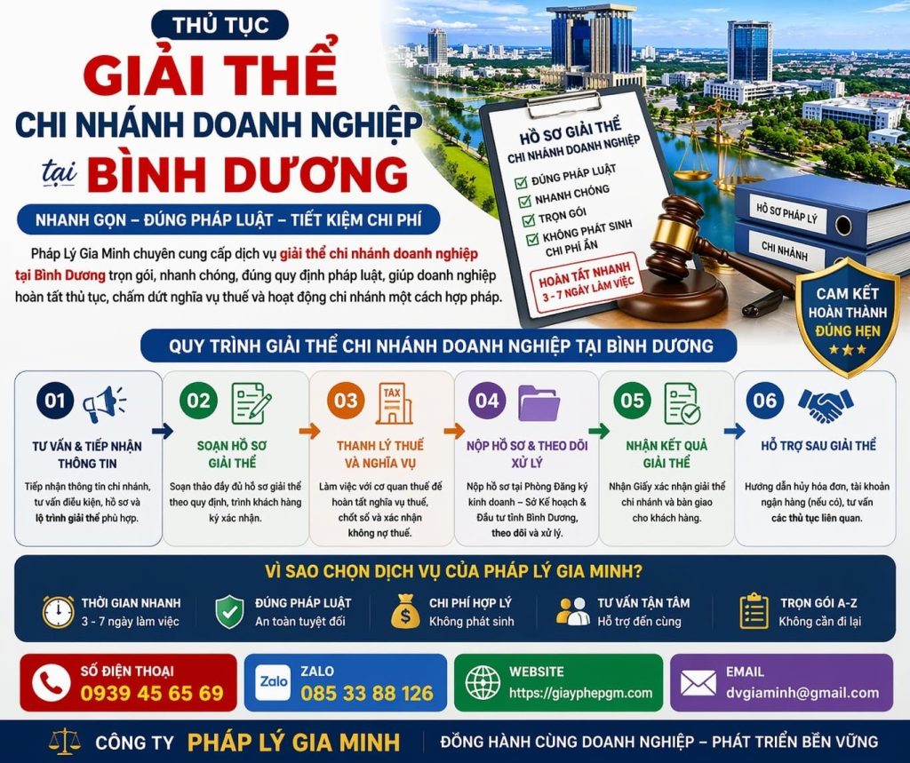 Giải thể chi nhánh doanh nghiệp tại bình dương