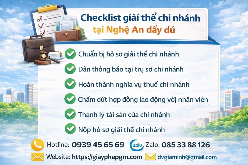 làm sao để giải thể chi nhánh công ty tại nghệ an