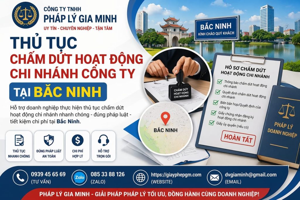 thủ tục chấm dứt chi nhánh công ty tại bắc ninh