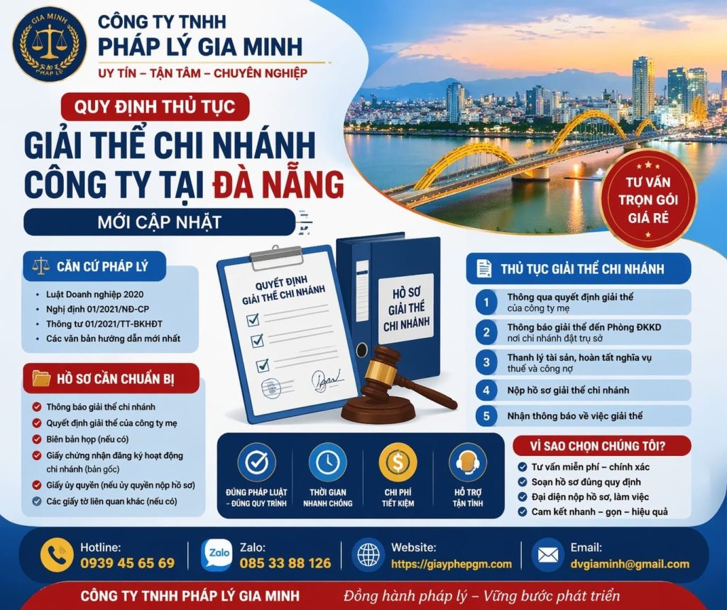 Thủ tục giải thể chi nhánh công ty tại Đà Nẵng