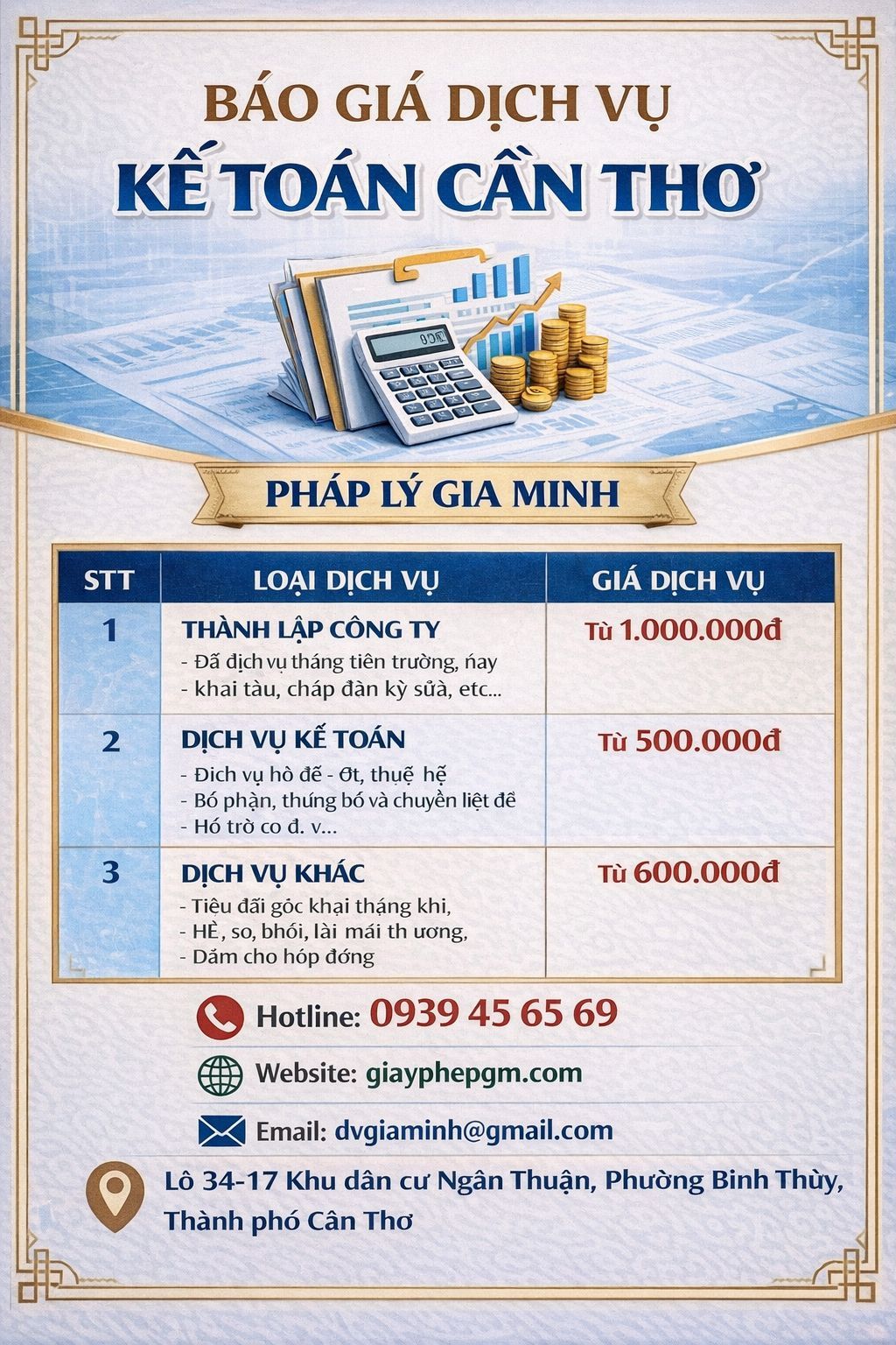 Tìm hiểu chi phí dịch vụ kế toán ở Cần Thơ