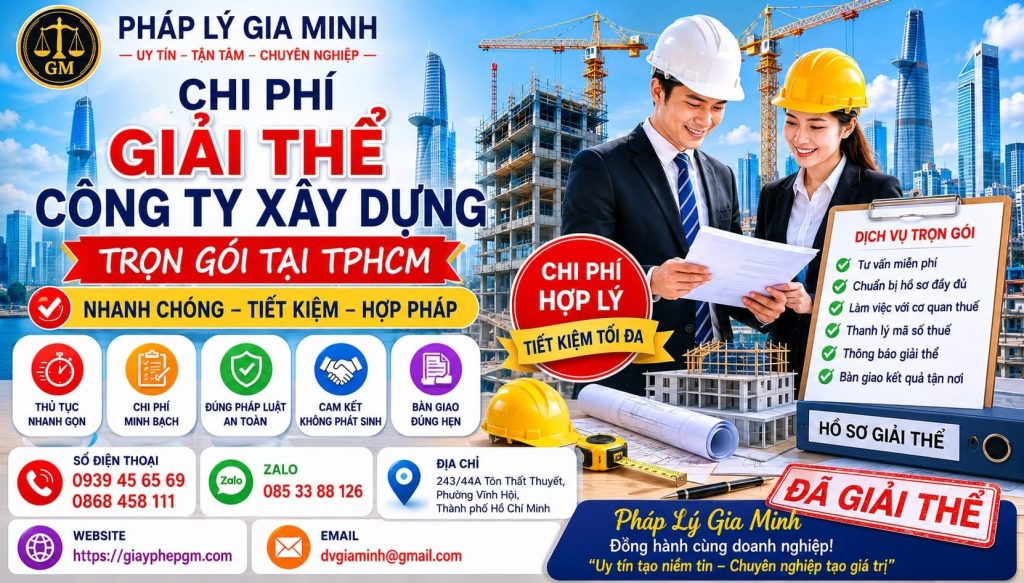 Dịch vụ giải thể doanh nghiệp xây dựng tại Thành phố Hồ Chí Minh uy tín trọn gói 5 Chi phí giải thể công ty xây dựng trọn gói tại TPHCM