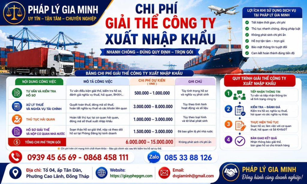 Chi phí giải thể công ty xuất nhập khẩu