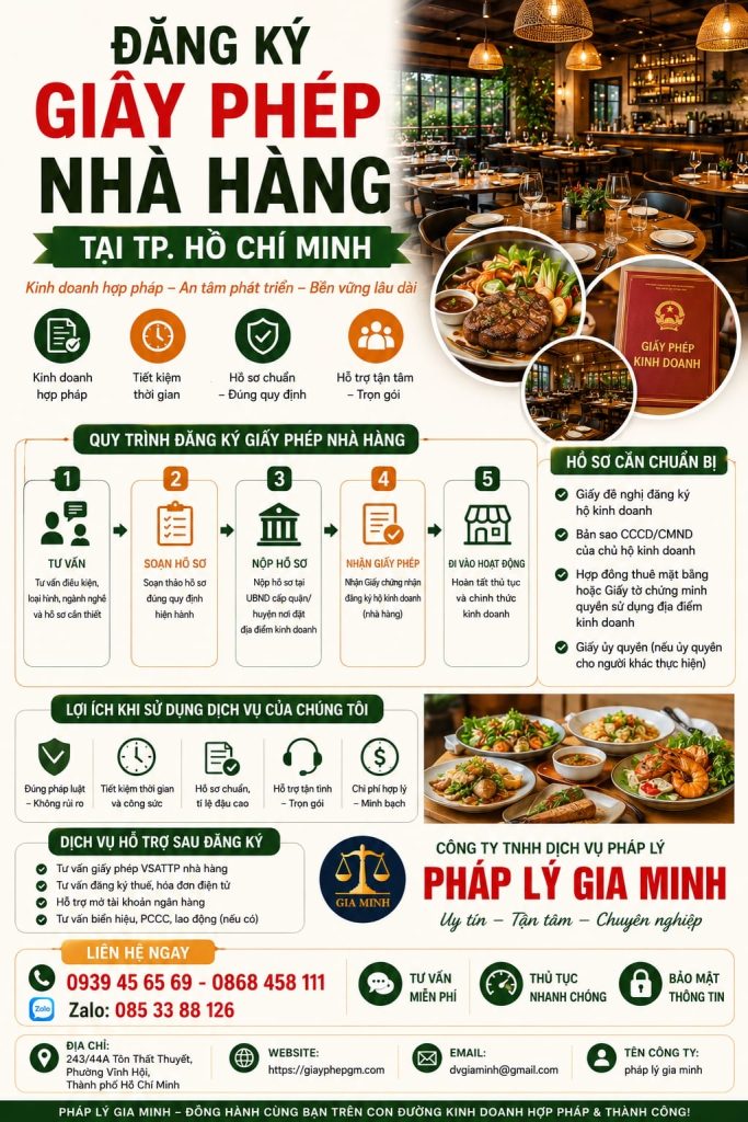 Đăng ký giấy phép nhà hàng tại TPHCM
