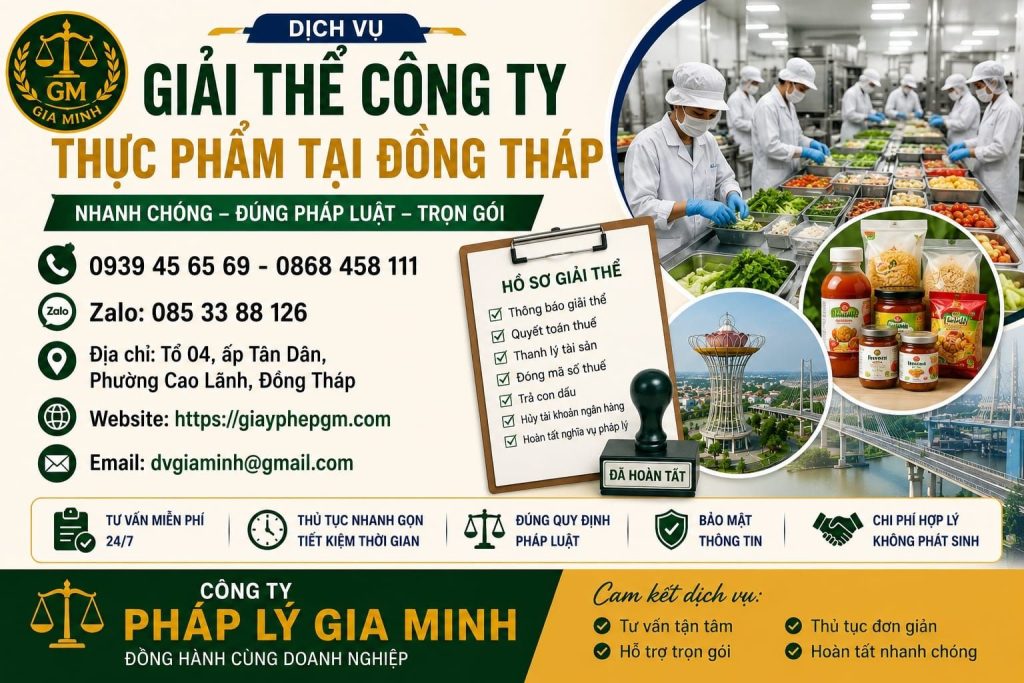 Dịch vụ giải thể công ty thực phẩm tại Đồng Tháp