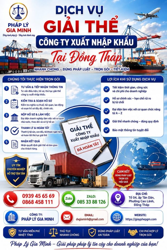 Dịch vụ giải thể công ty xuất nhập khẩu tại Đồng Tháp