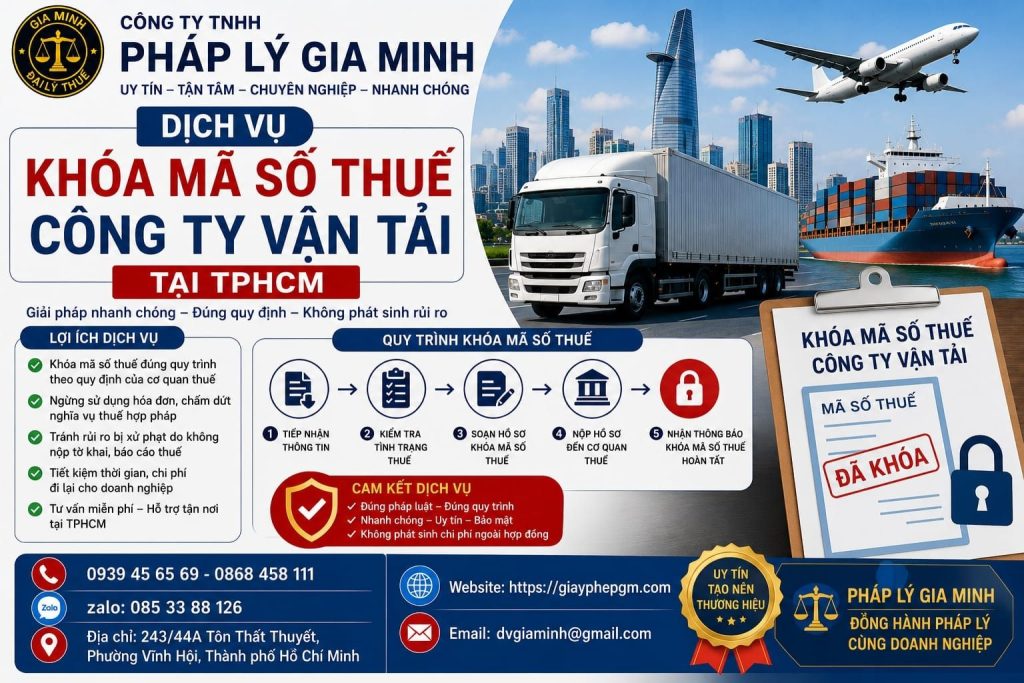Dịch vụ khóa mã số thuế công ty vận tải tại TPHCM