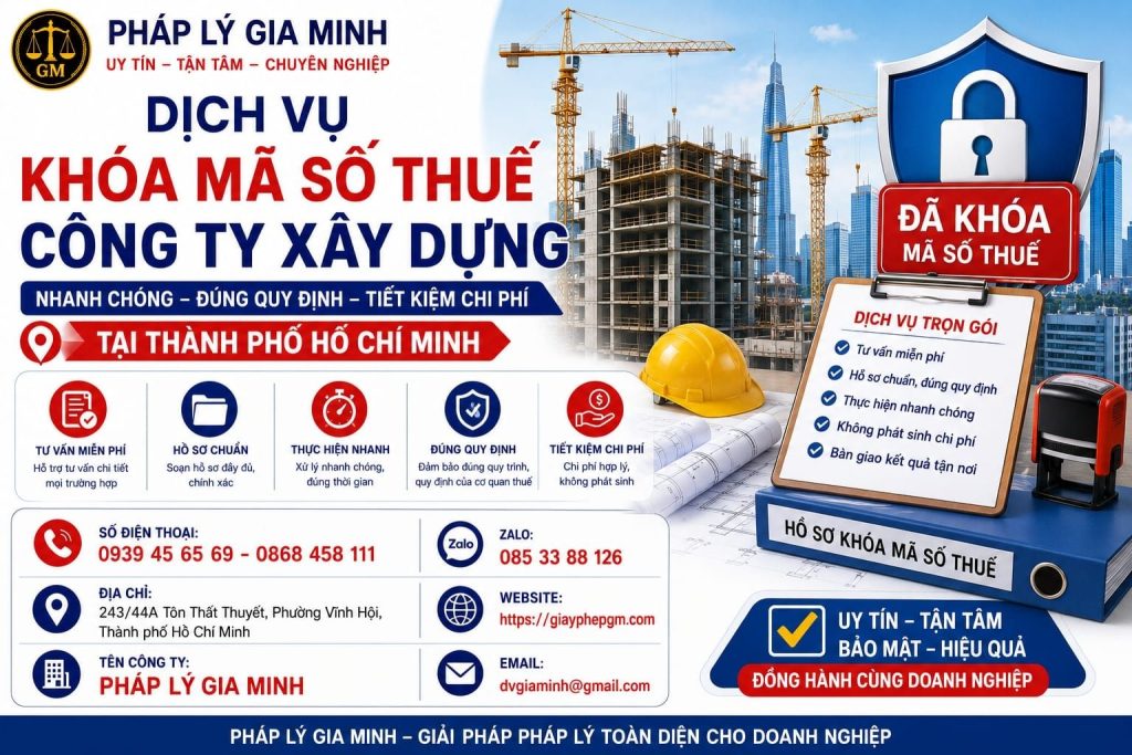 Dịch vụ giải thể doanh nghiệp xây dựng tại Thành phố Hồ Chí Minh uy tín trọn gói 8 Dịch vụ khóa mã số thuế công ty xây dựng tại TPHCM