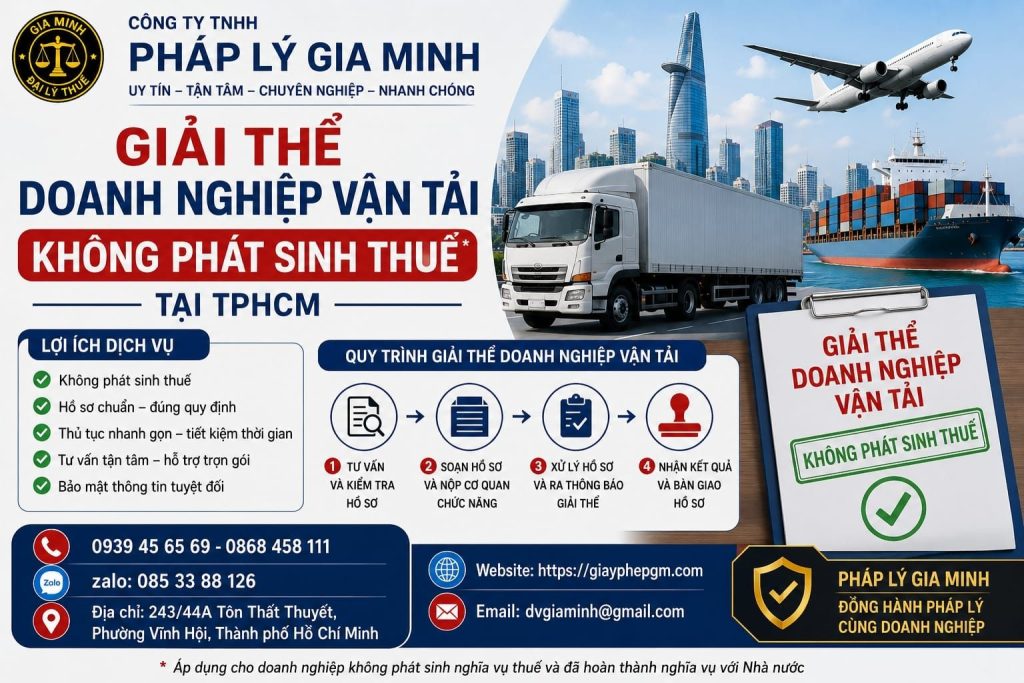 Giải thể doanh nghiệp vận tải không phát sinh thuế tại TPHCM