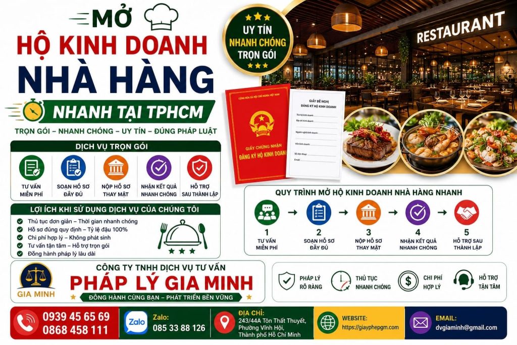 Mở hộ kinh doanh nhà hàng nhanh tại TPHCM