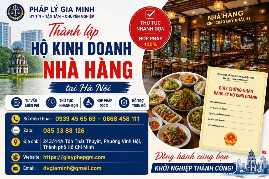 Thành lập hộ kinh doanh nhà hàng tại Hà Nội