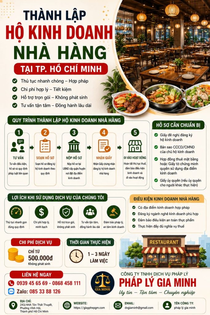 Thành lập hộ kinh doanh nhà hàng tại TPHCM