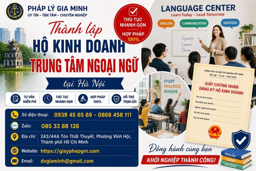 Thành lập hộ kinh doanh trung tâm ngoại ngữ tại Hà Nội