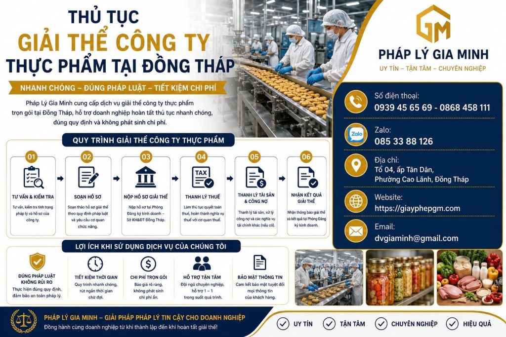 Thủ tục giải thể công ty thực phẩm Đồng Tháp