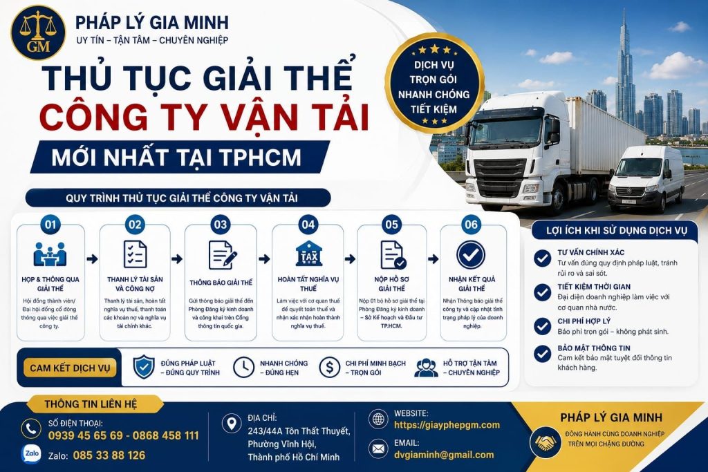 Thủ tục giải thể công ty vận tải mới nhất tại TPHCM