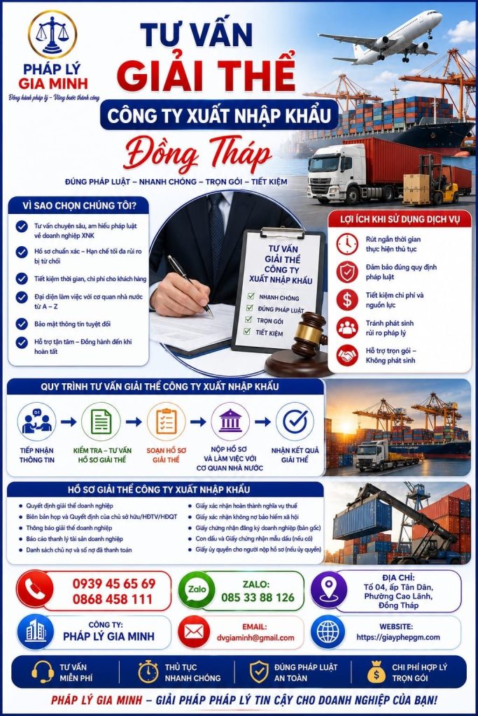 Tư vấn giải thể công ty xuất nhập khẩu Đồng Tháp