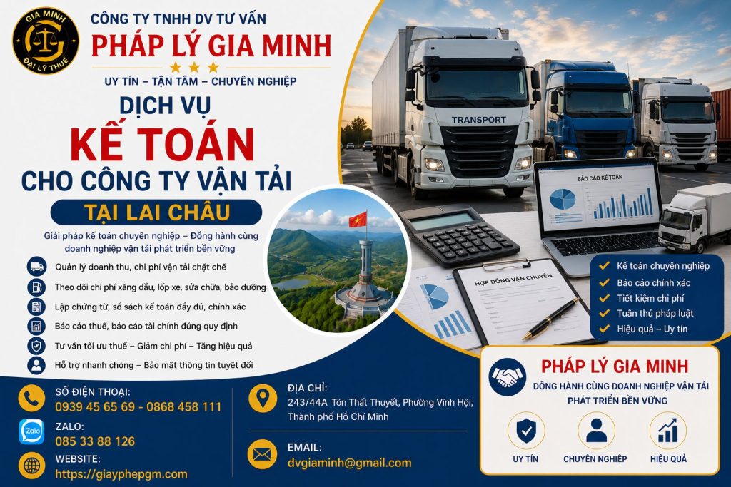Dịch vụ kế toán cho công ty vận tải tại Lai Châu