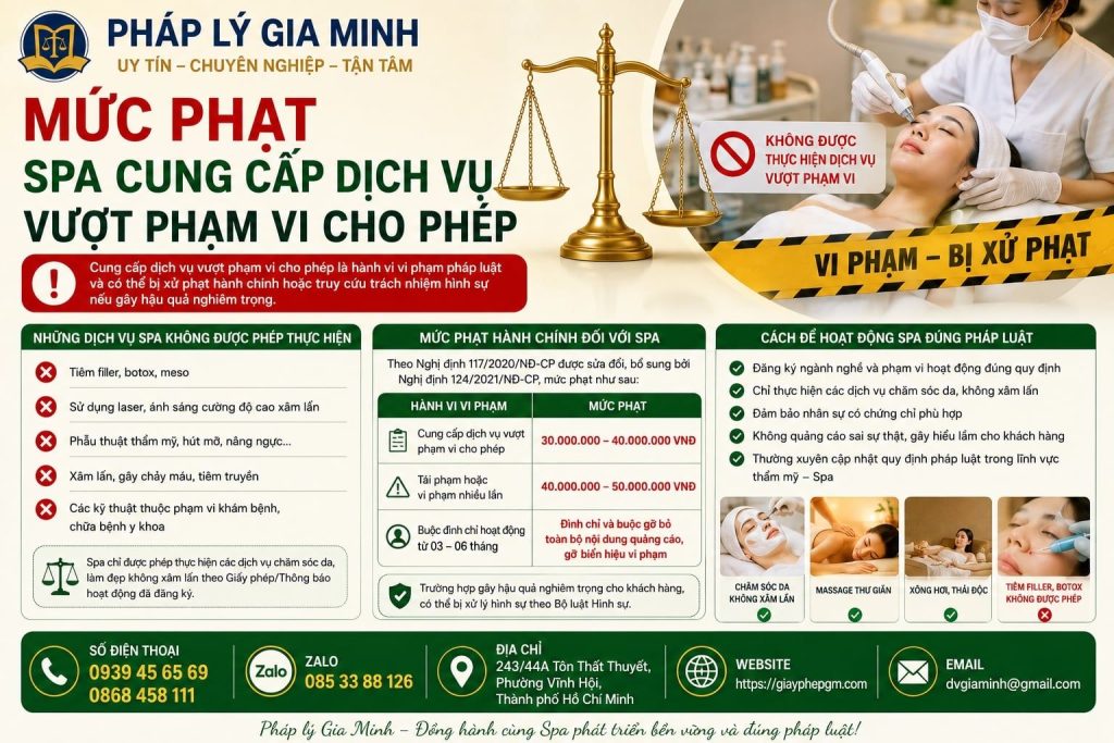 Mức Phạt Spa Cung Cấp Dịch Vụ Vượt Phạm Vi Cho Phép