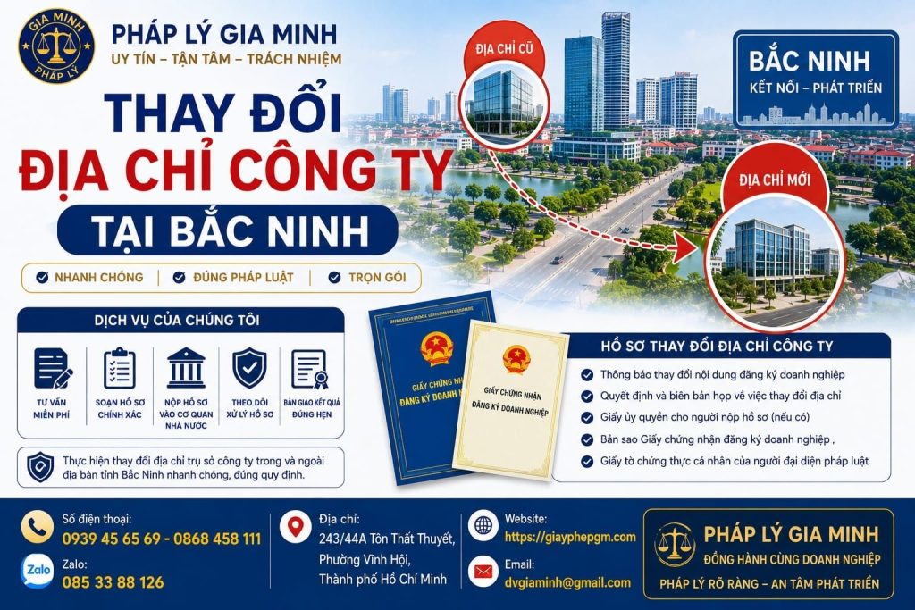Thay đổi địa chỉ công ty tại Bắc Ninh nhanh, đúng cơ quan thẩm quyền 1 Thay Đổi Địa Chỉ Công Ty Tại Bắc Ninh