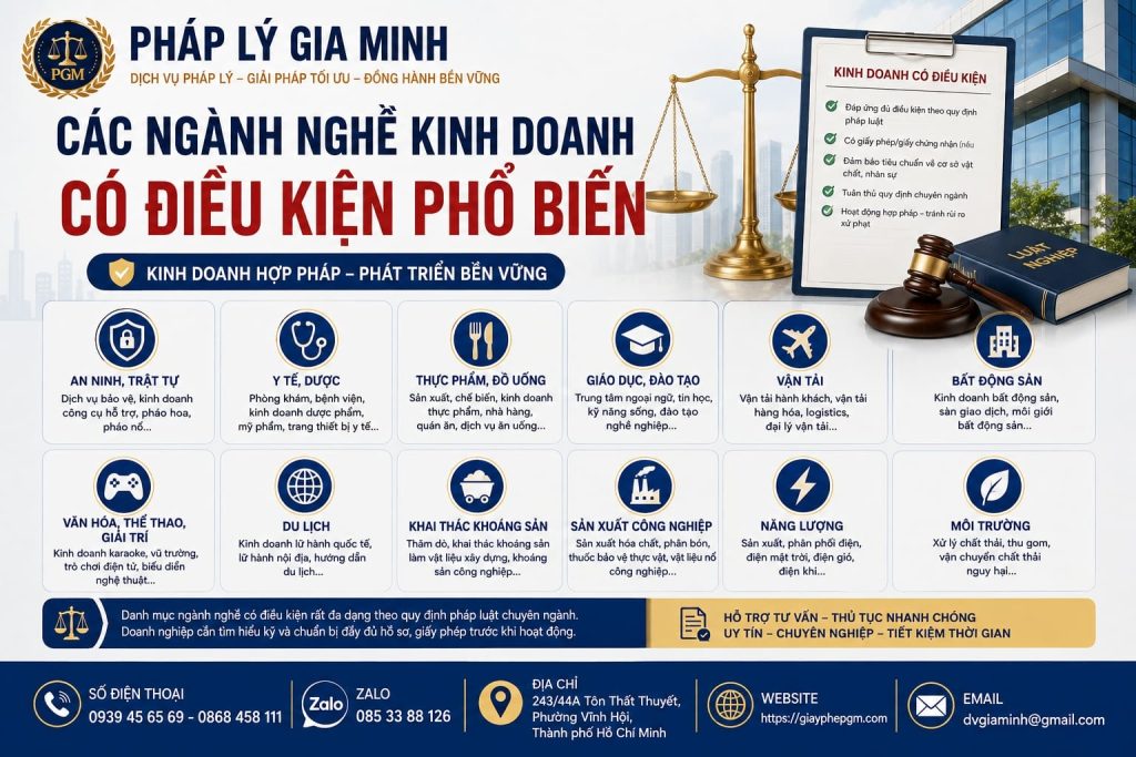 Các ngành nghề kinh doanh có điều kiện phổ biến