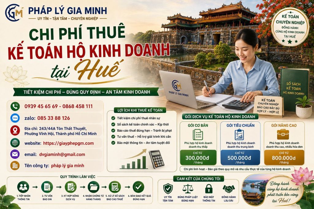 Chi phí thuê kế toán hộ kinh doanh tại Huế
