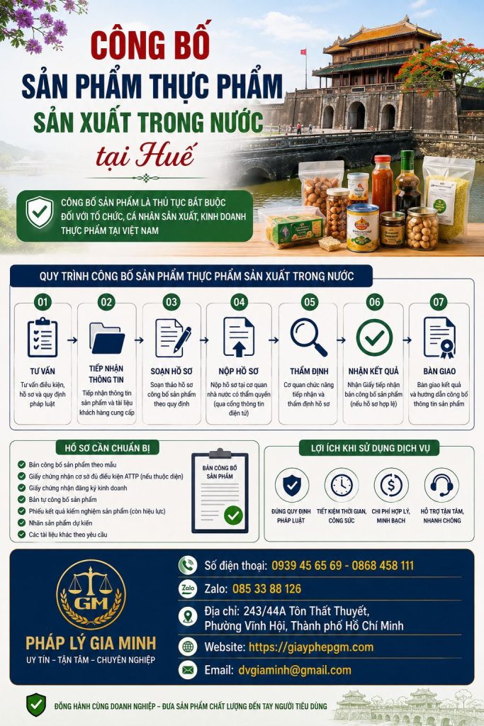 Công bố sản phẩm thực phẩm sản xuất trong nước tại Huế