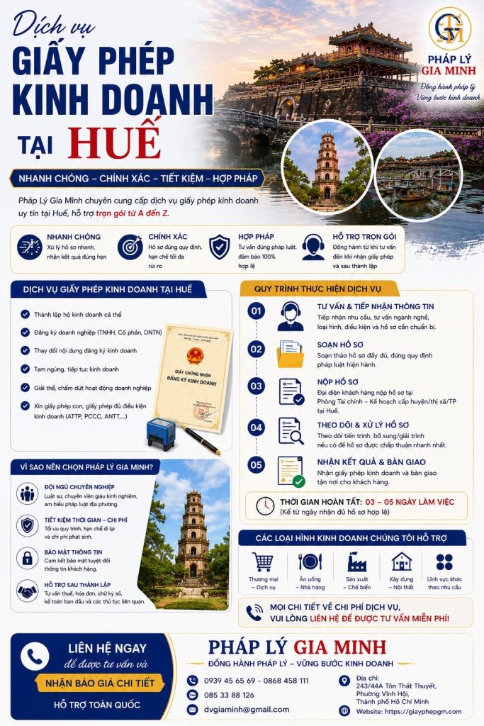 Dịch vụ giấy phép kinh doanh tại Huế