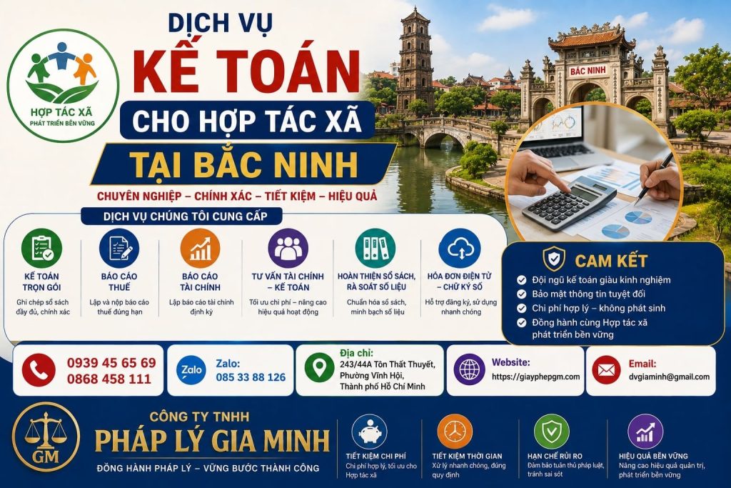 Dịch vụ kế toán cho hợp tác xã tại Bắc Ninh