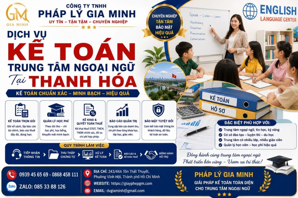 Dịch Vụ Kế Toán Trung Tâm Ngoại Ngữ Tại Thanh Hóa