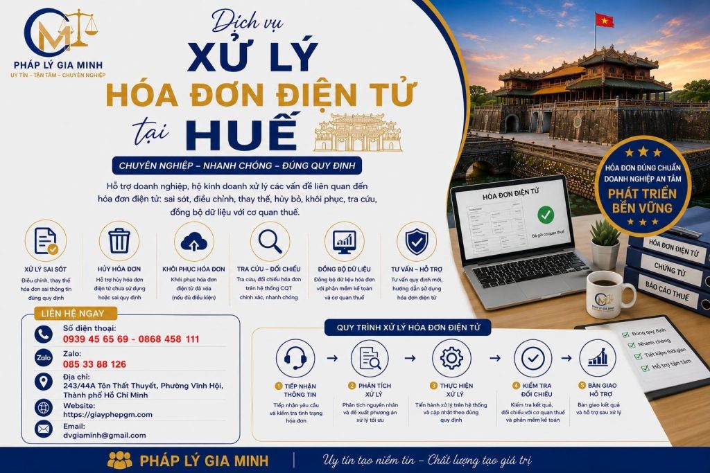 Dịch vụ xử lý hóa đơn điện tử tại Huế