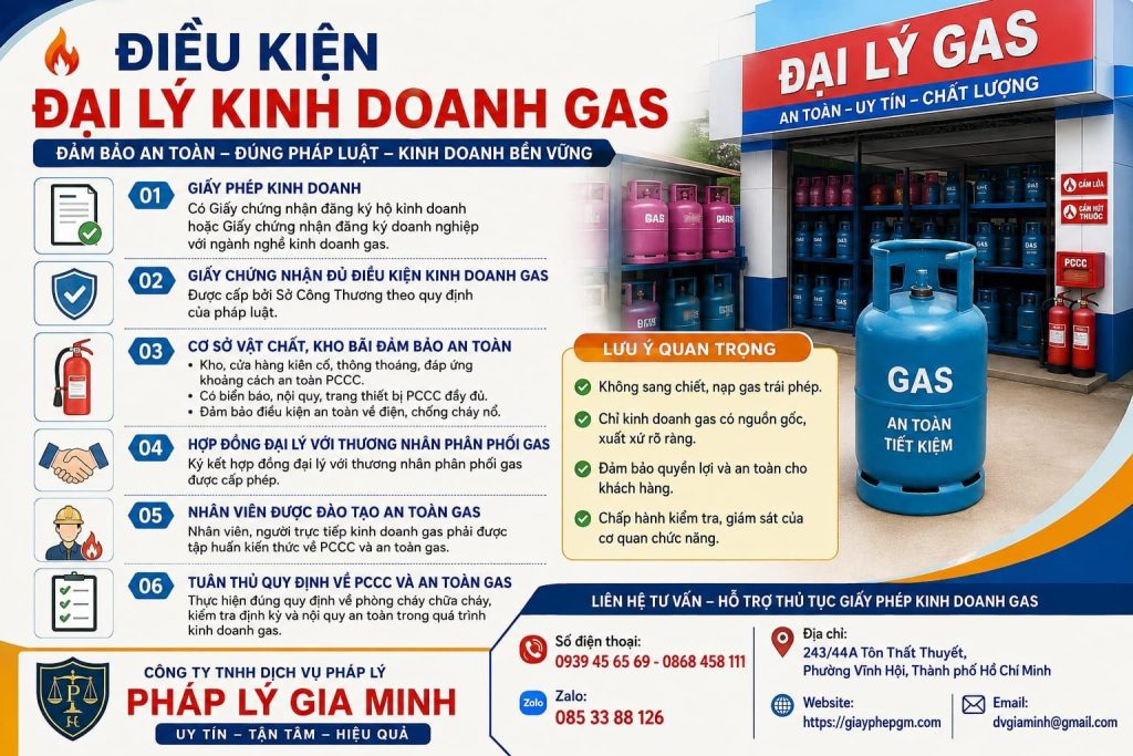Điều kiện đại lý kinh doanh gas