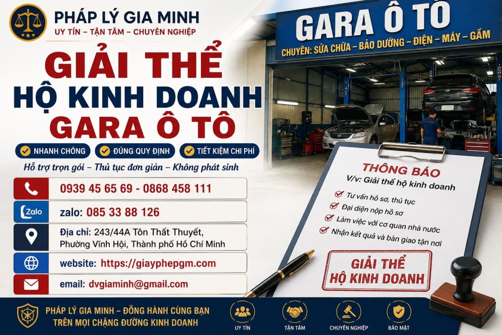 Giải thể hộ kinh doanh gara ô tô – Chốt xe, thiết bị xưởng và công nợ trước khi bàn giao mặt bằng 1 Giải thể hộ kinh doanh gara ô tô