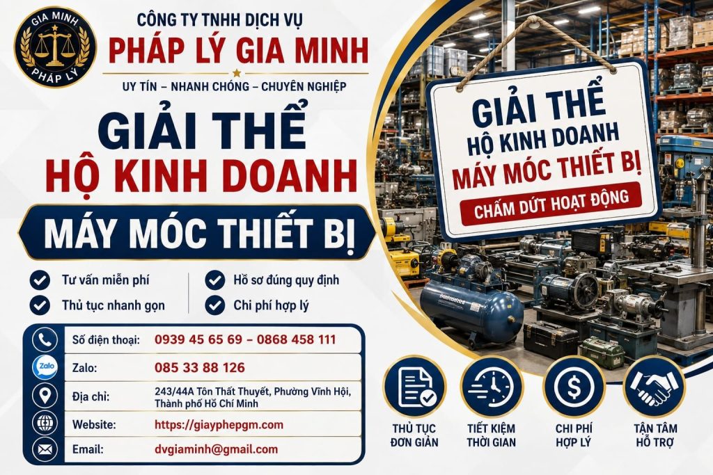 Giải thể hộ kinh doanh máy móc thiết bị