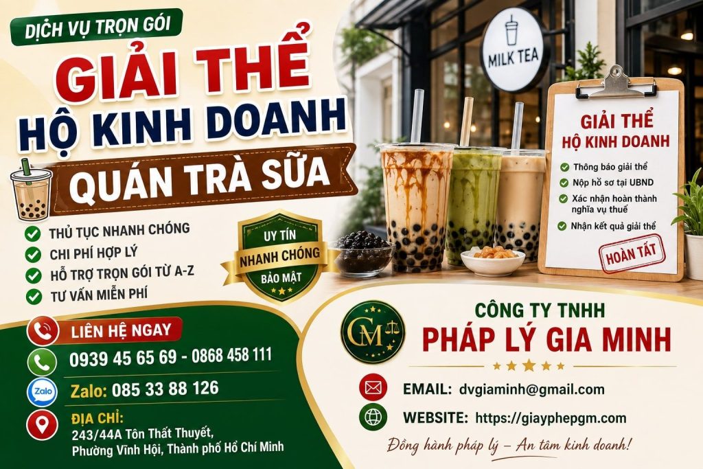 Giải thể hộ kinh doanh quán trà sữa