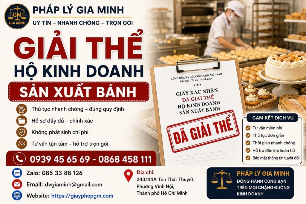 Giải thể hộ kinh doanh sản xuất bánh – Chốt nguyên liệu, máy móc và nghĩa vụ trước khi dừng xưởng 1 Giải thể hộ kinh doanh sản xuất bánh