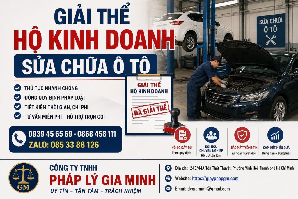 Giải thể hộ kinh doanh sửa chữa ô tô – Chốt xe khách, phụ tùng và bảo hành trước khi dừng xưởng 1 Giải thể hộ kinh doanh sửa chữa ô tô