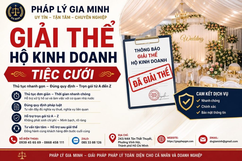 Giải thể hộ kinh doanh tiệc cưới – Xử lý hợp đồng đặt tiệc và tài sản trước khi chấm dứt 1 Giải thể hộ kinh doanh tiệc cưới