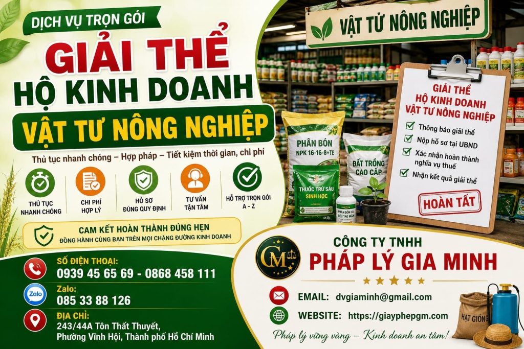 Giải thể hộ kinh doanh vật tư nông nghiệp
