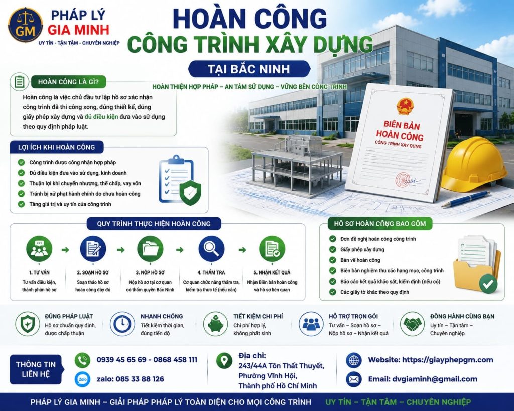 Hoàn công công trình xây dựng tại Bắc Ninh nhanh chóng, đúng quy định pháp luật 1 Hoàn công công trình xây dựng tại Bắc Ninh