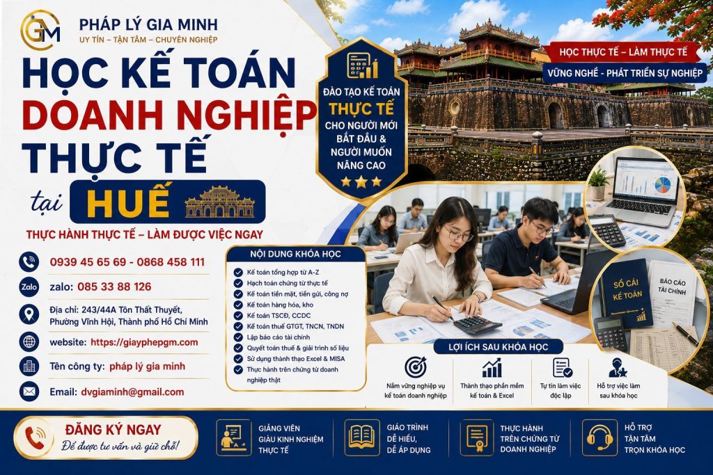 Học kế toán doanh nghiệp thực tế tại Huế