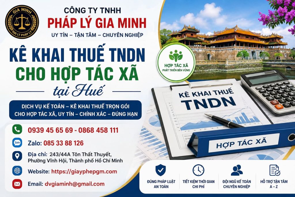 Kê khai thuế tndn cho hợp tác xã tại Huế