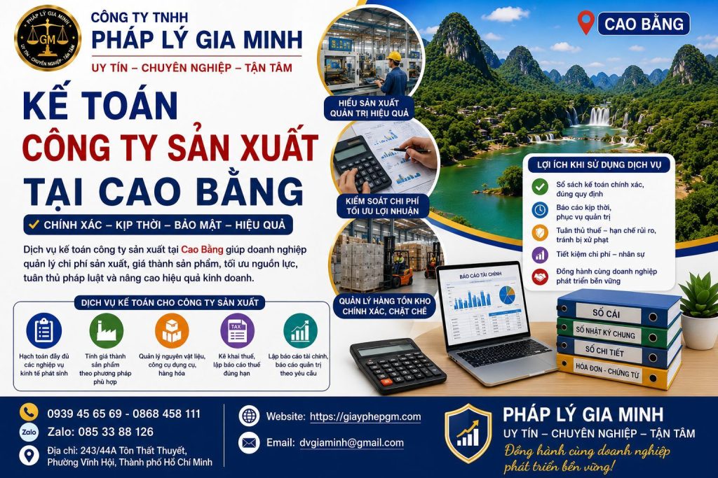 Kế toán công ty sản xuất tại Cao Bằng
