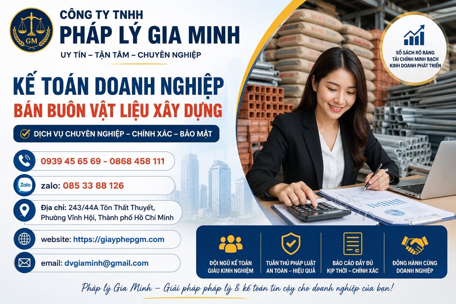 Kế toán doanh nghiệp bán buôn vật liệu xây dựng