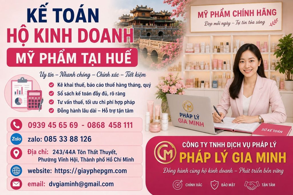 Kế toán hộ kinh doanh mỹ phẩm tại Huế