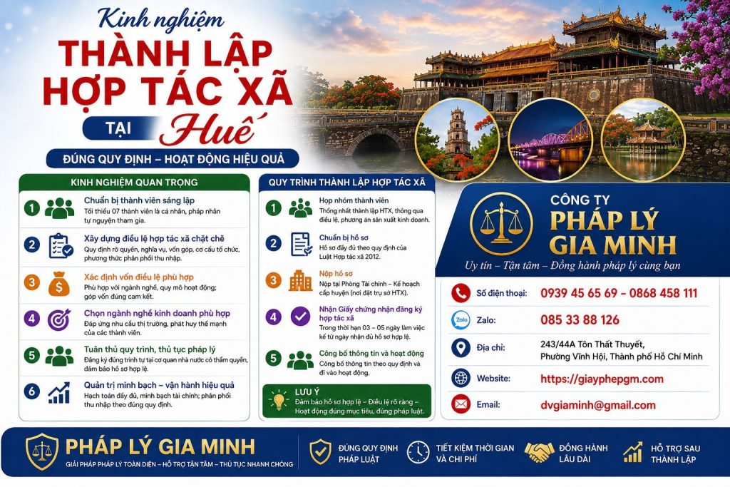 Kinh nghiệm thành lập hợp tác xã tại Huế đúng quy định