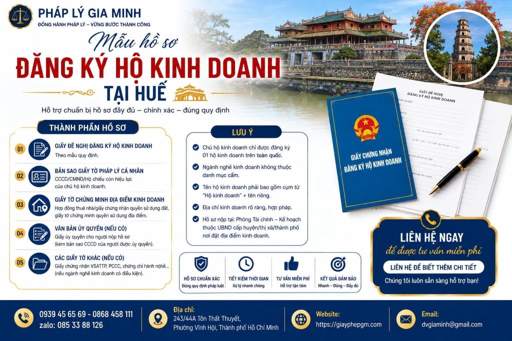 Mẫu hồ sơ đăng ký hộ kinh doanh tại Huế